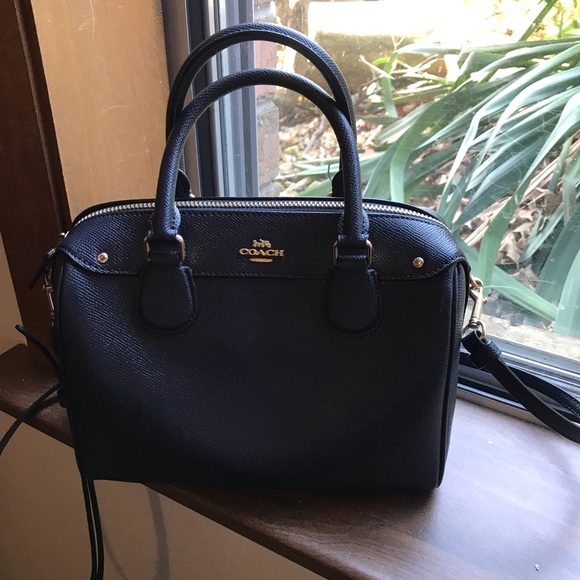 Coach Handbags - Coach Mini Metallic Navy Bennett Satchel